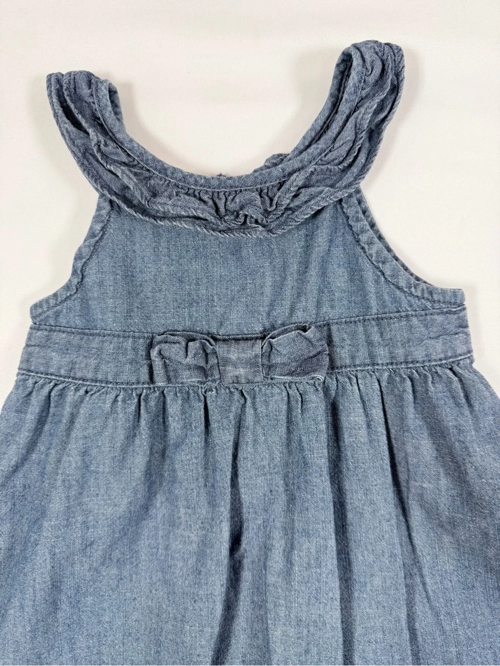 GYMBOREE Girl VTG Bubbly Baby Line‎ Chambray Fish Embroidered Ruffle Dress 6-12M